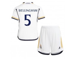 Lacne Dětský Futbalové dres Real Madrid Jude Bellingham #5 2023-24 Krátky Rukáv - Domáci (+ trenírky)